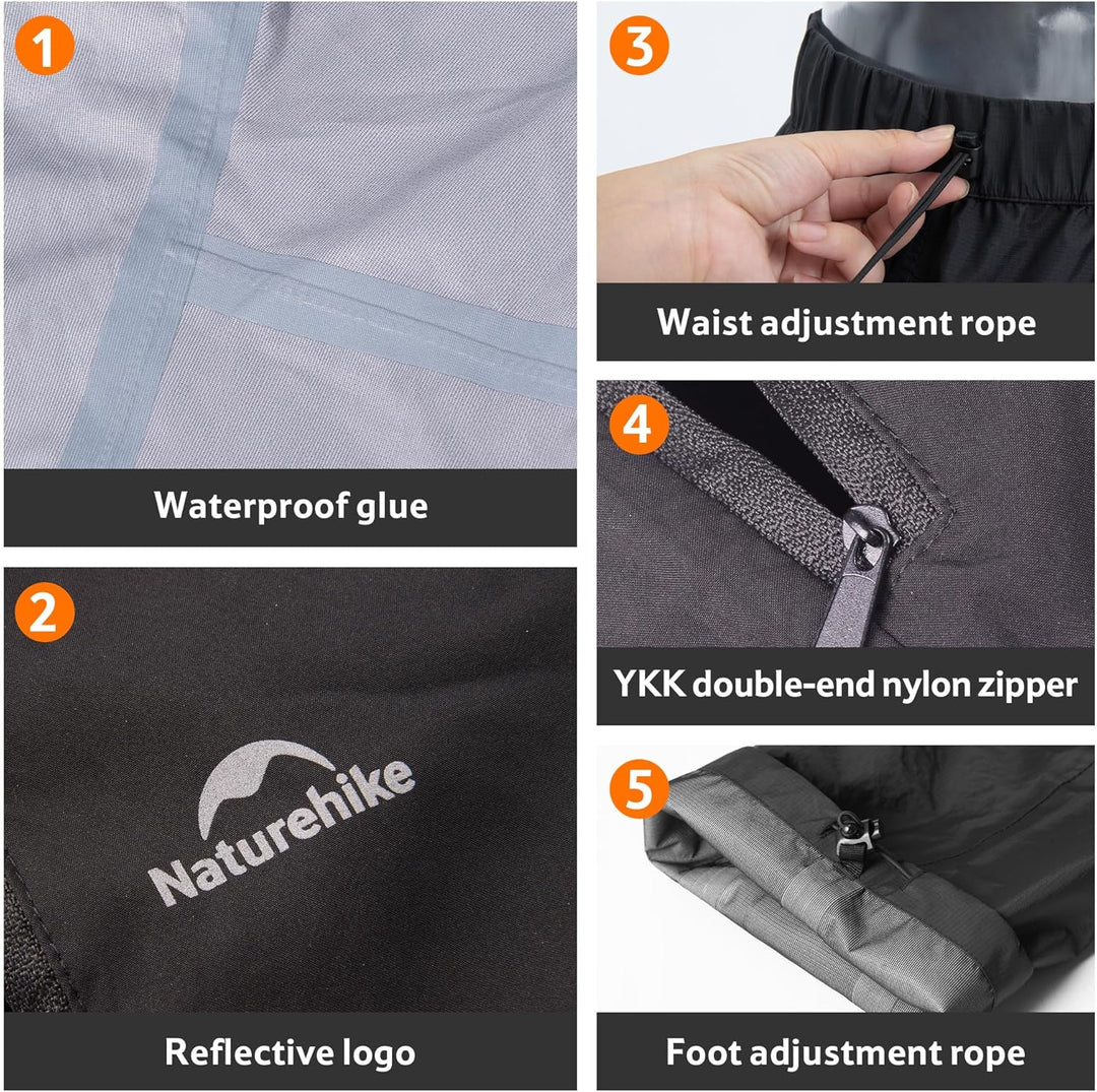 Naturehike Leichte Wasserdichte Outdoor Regenhose Für Herren Und Damen für Wandern Radfahren Camping