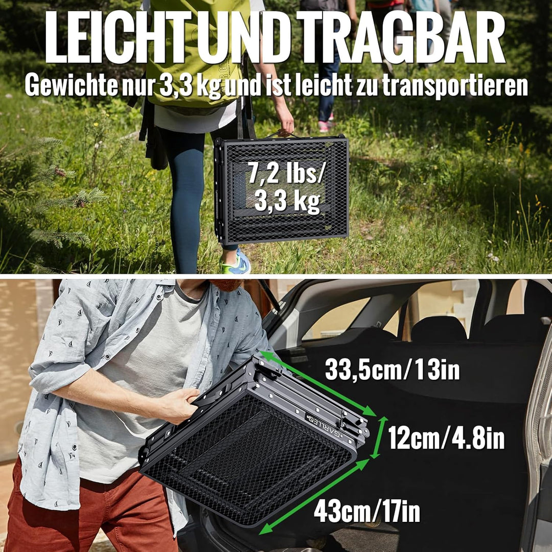 GARLLEN Grilltisch klappbar, 87x40cm & 3 Höhenverstellbar(26/48/70cm), Leicht und Tragbar, Klapptisc