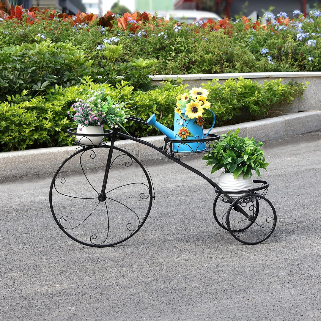 unho Blumenständer Metall, Blumentreppe Fahrrad Form, Blumentopf Ständer 3 Ebenen, Pflanzenregal für