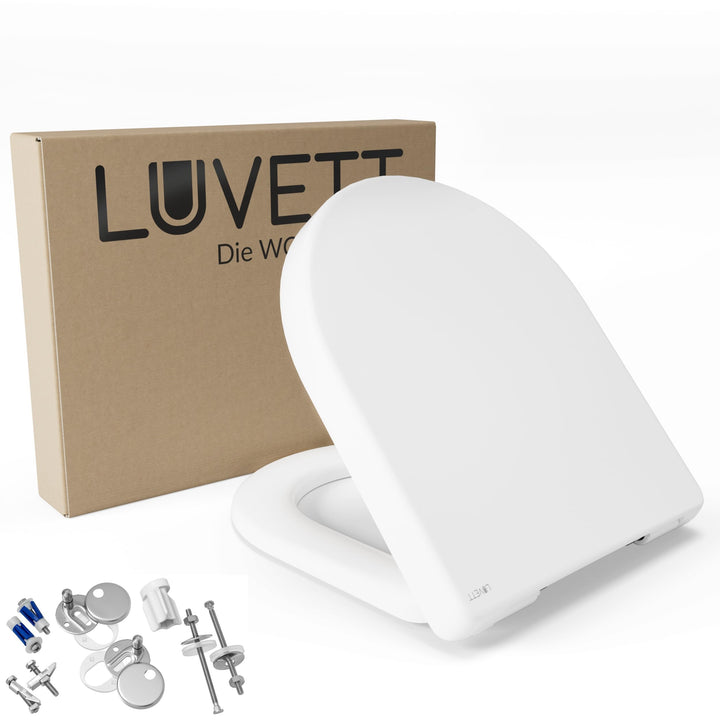 LUVETT® WC-Sitz inkl. 3 Edelstahl Montagelösungen & Absenkautomatik Softclose, Made in EU, antibakte