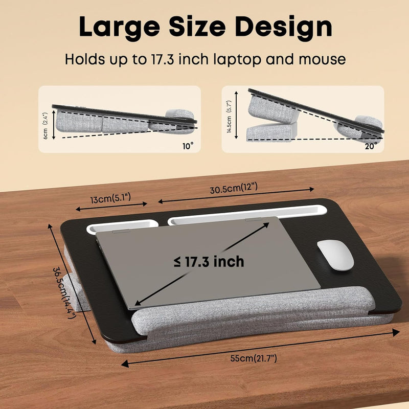 Laptopkissen, PUTORSEN Laptop Knietablett mit Ergonomische Handgelenkauflage, Grössere Laptop Kissen