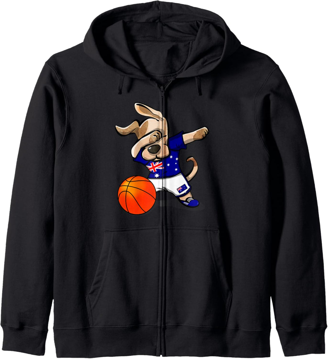 Dabbing Dog Hund Australien Basketball Australische Flagge Kapuzenjacke