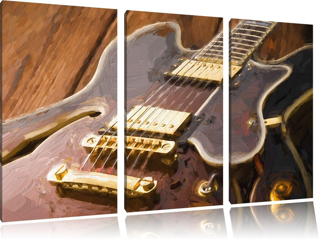 Pixxprint E-Gitarre als Leinwandbild | Grösse: 3 Teilig (120x80) | Wandbild| Kunstdruck | fertig bes