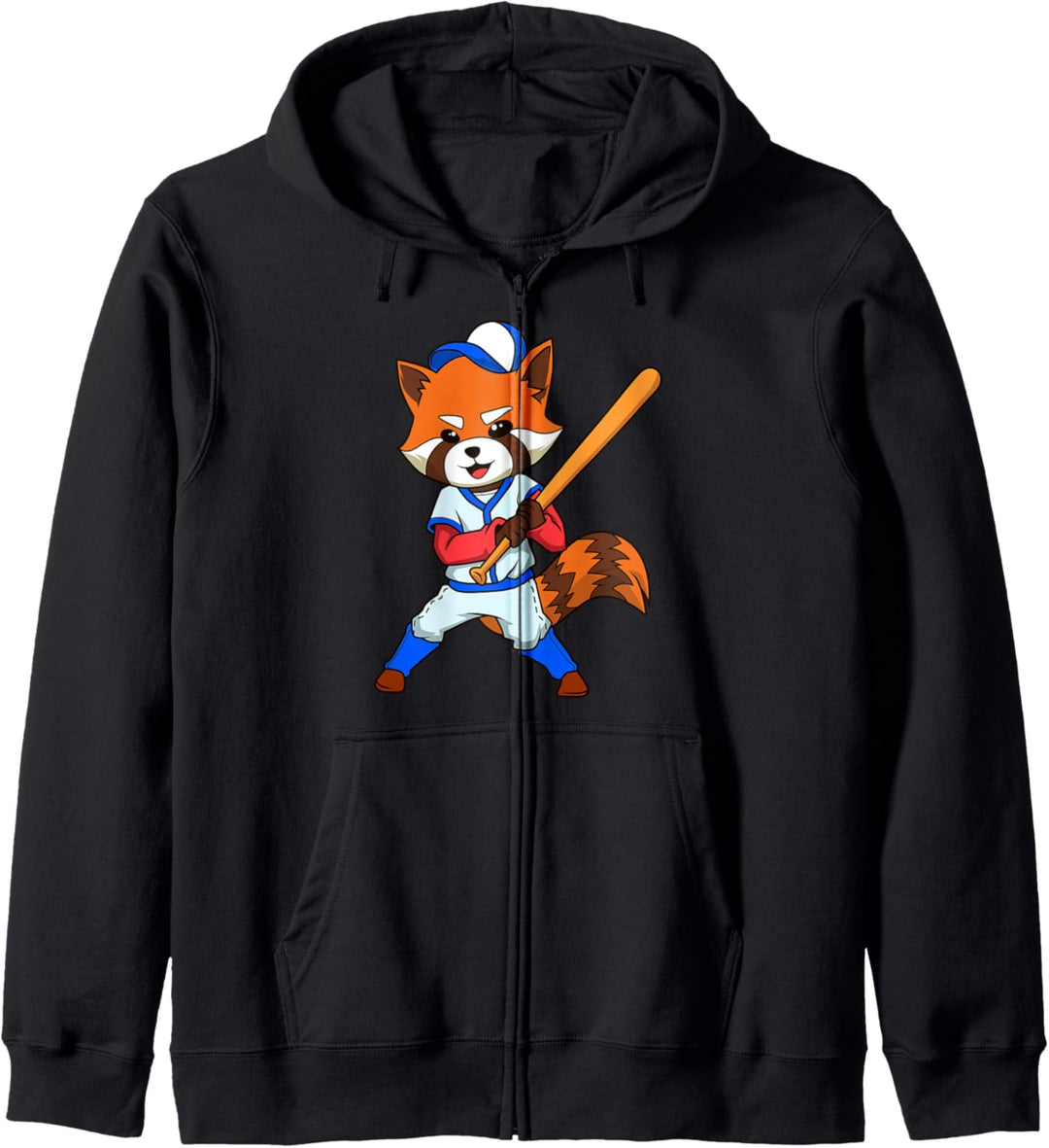 Cartoon Roter Panda spielt Baseball Kapuzenjacke