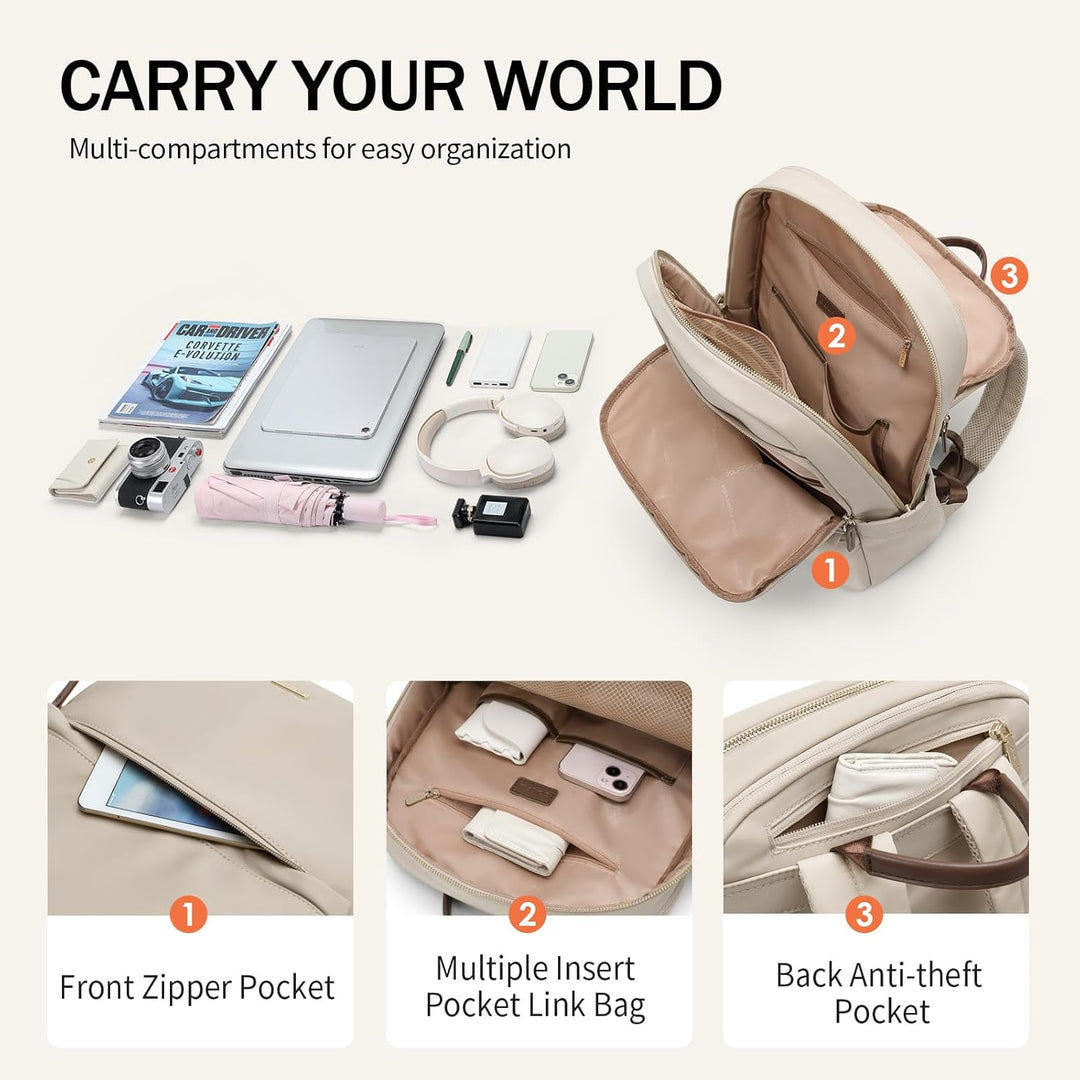 GOLF SUPAGS Laptop Rucksack für Damen Casual Daypack für Arbeit Reisen College Schulrucksack Handtas
