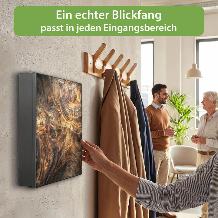 banjado Grosser Schlüsselkasten Glas - Schlüsselbox 30x30cm mit 50 Haken - Schlüsselkasten modern fü