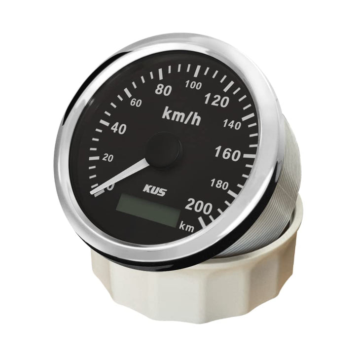 KUS Wasserdichte GPS Tacho Kilometerzähler 0-200km/h Für Auto Motorrad Lkw 85mm (Schwarz), Schwarz