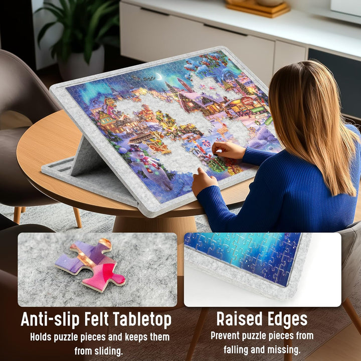 Lavievert 1000 Stück Puzzle Board mit Abdeckung, Puzzle Tisch mit 3 Neigungswinkel, Filzpuzzleablage