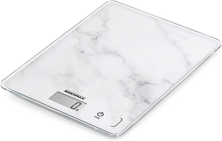 Soehnle Page Compact 300 Marble, digitale Küchenwaage mit Marmormuster, Gewicht bis zu 5 kg, Haushal