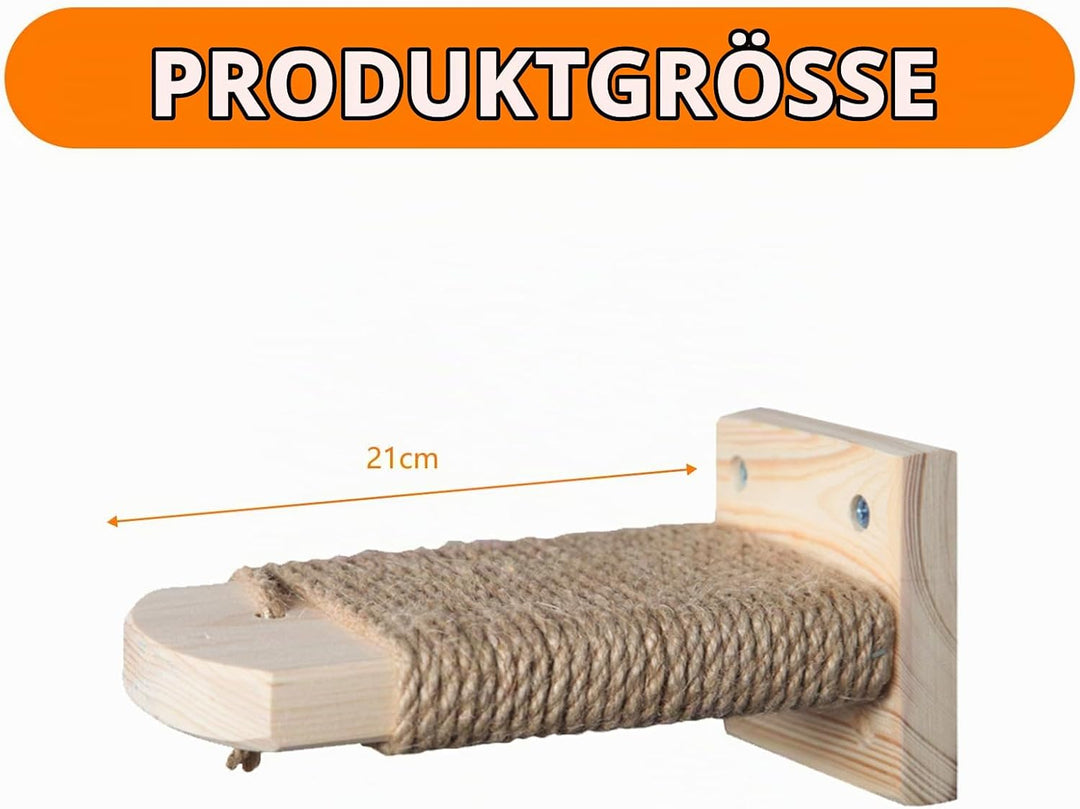4 in 1 Kletterwand für Katzen Katzentreppe Wand, Wandliege mit Juteseil zum Kratzen, Katzentreppe Pl