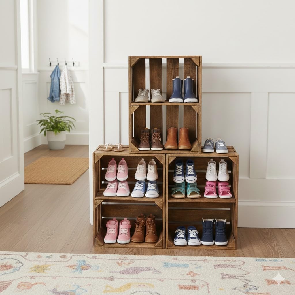 Teramico 3er Set Holzkiste Weinkiste Obstkiste GEFLAMMT 40cm x 30cm x 25cm -mit Zwischenboden- als R