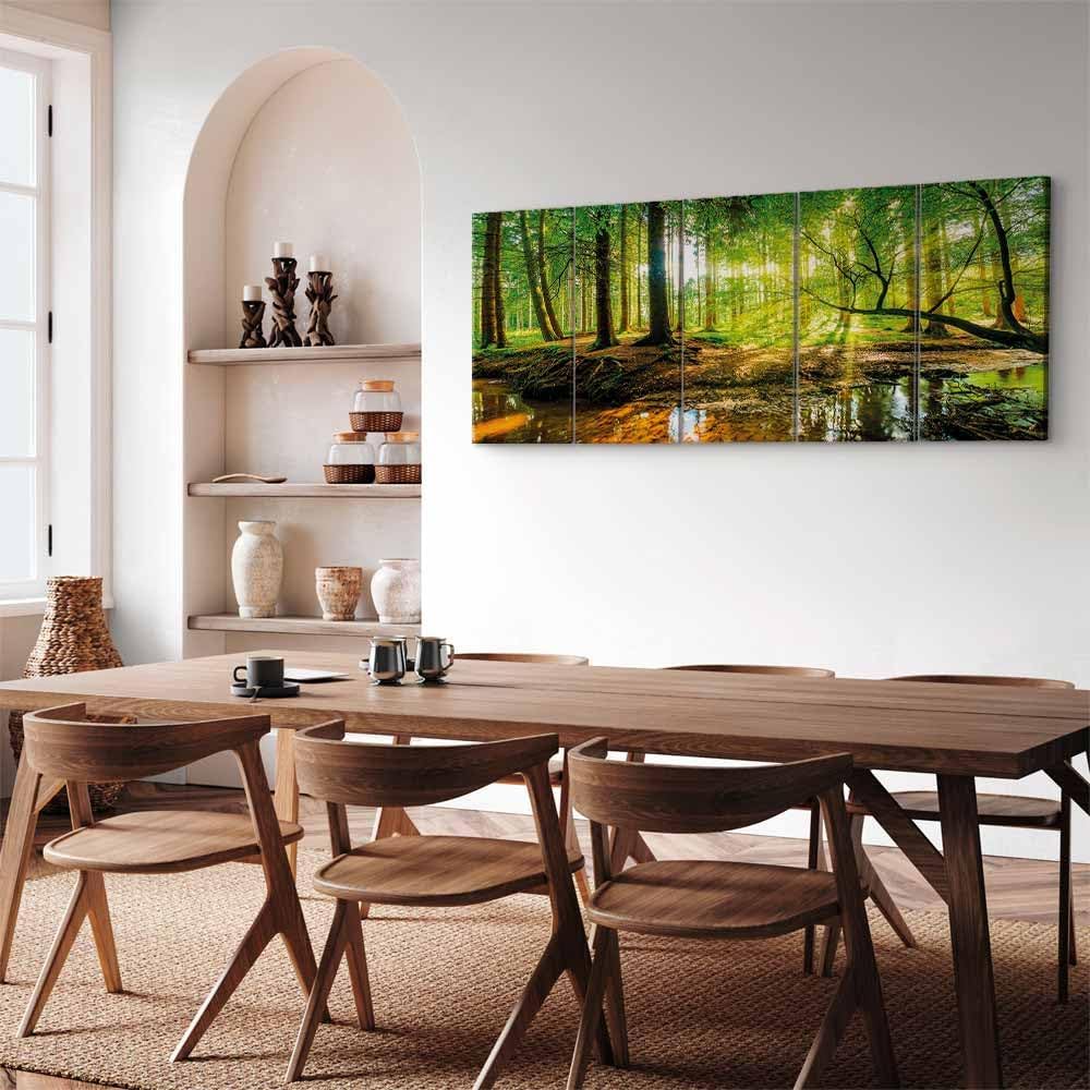 B&amp;D XXL - Akustikbild Akustikplatten Landschaft, 225x90 cm, 5-teilig, Büro Akustikbild PRO 225x90 cm