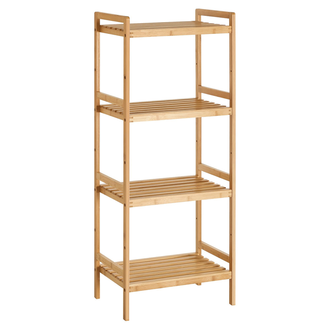 SONGMICS Bambus Regal, Küchenregal, Badregal, Bücherregal, Standregal mit 4 Ablagen, 31,5 x 45 x 111