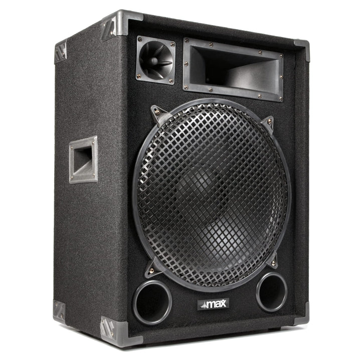 MAX MAX15, Passiver Lautsprecher DJ, Partylautsprecher, 1000 Watt 15 Zoll, 2 Wege Discolautsprecher,