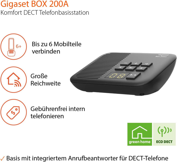Gigaset Comfort 520HX & Box 200A – DECT-Mobilteil mit Ladeschale – Elegantes Schnurloses Telefon Bes