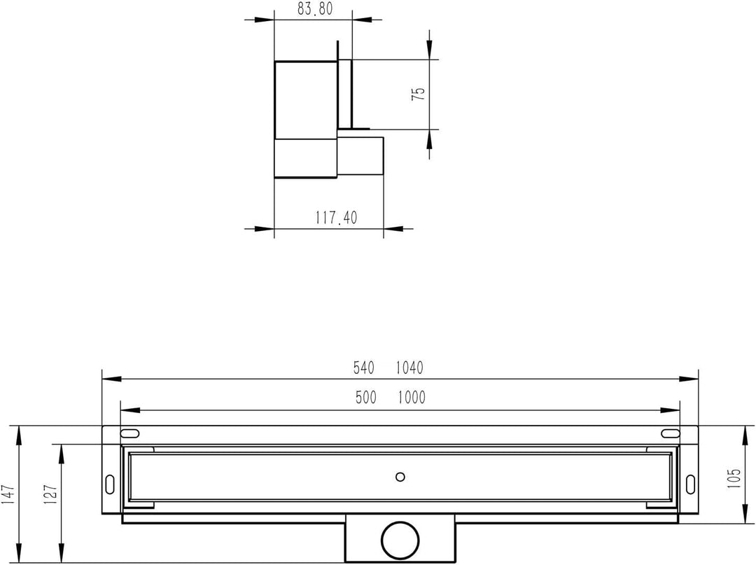 Duschrinne, Edelstahl Komplettset Wandablauf Wandmontage Befliesbar Haarsieb Rinne mit Siphon Montag