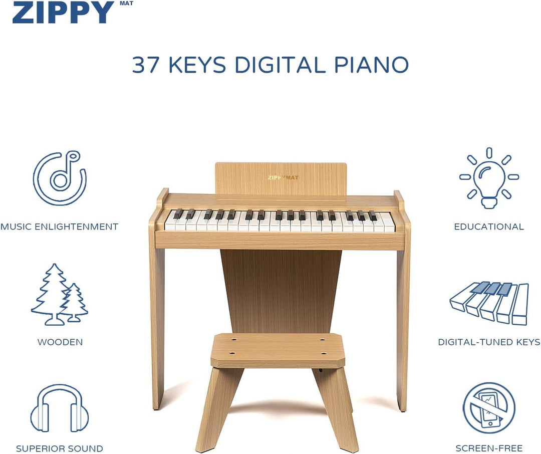 ZIPPY MAT Kinder Klavier Tastatur, 37 Tasten Digitalpiano für Kinder, Musik Lerninstrument Spielzeug