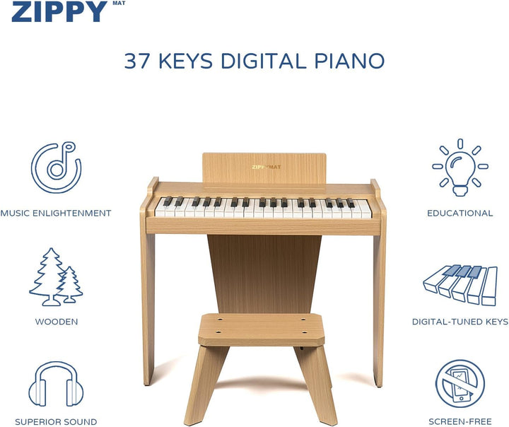 ZIPPY MAT Kinder Klavier Tastatur, 37 Tasten Digitalpiano für Kinder, Musik Lerninstrument Spielzeug