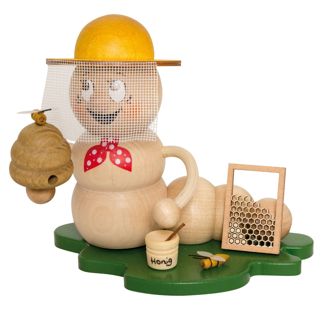 Drechslerei Kuhnert Rauchmann/Räucherfigur - Rauchwurm aus Holz - Rudi &amp; ROSI - Motiv: Imker-Rudi -
