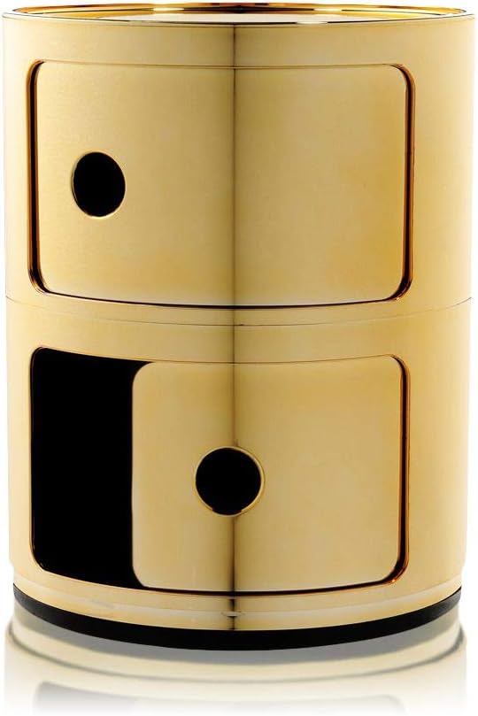 Kartell Componibili, 2 Elements, Gold, Runde Basis 2-fächer Gold, 2-fächer Gold