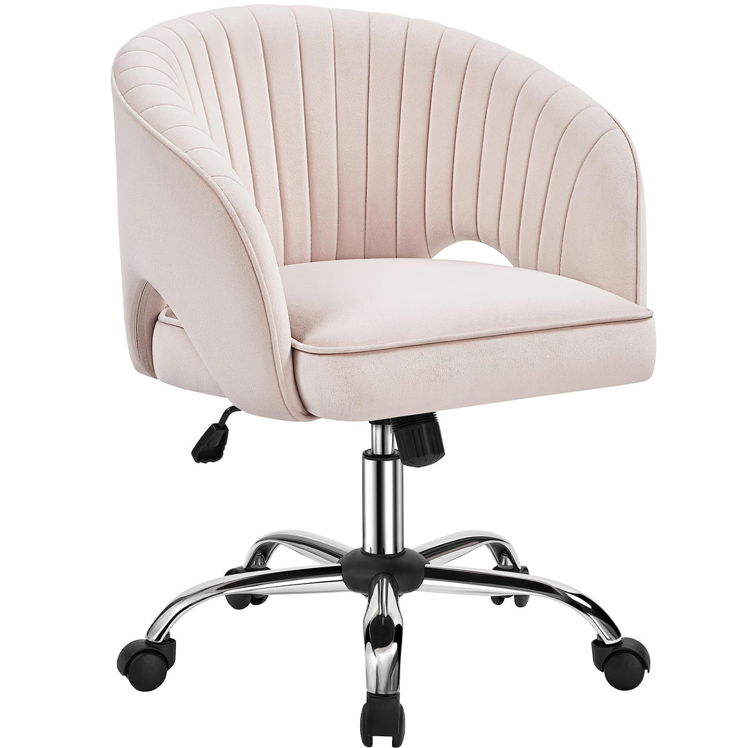 Yaheetech Bürostuhl mit Samtbezug, Ergonomischer Schreibtischstuhl mit Armlehnen, Drehstuhl mit Roll