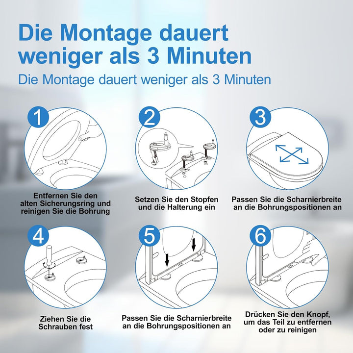 Toilettendeckel mit Absenkautomatik,Urea-Duroplast WC Sitz Quick-Release Funktion zur Einfachen Rein