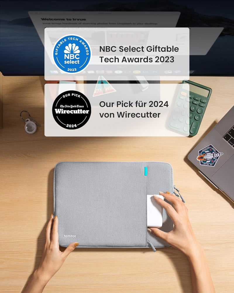 tomtoc 360° Tasche Hülle für 13 Zoll MacBook Air 2024-2018 M3/A3113 M2/A2681 M1/A2337, 13-Zoll MacBo