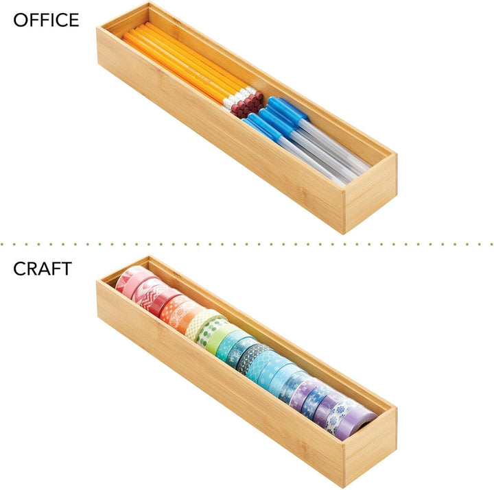mDesign schmaler Schubladeneinsatz aus Holz – stapelbarer Schubladenorganizer für Bastel- und Bürobe