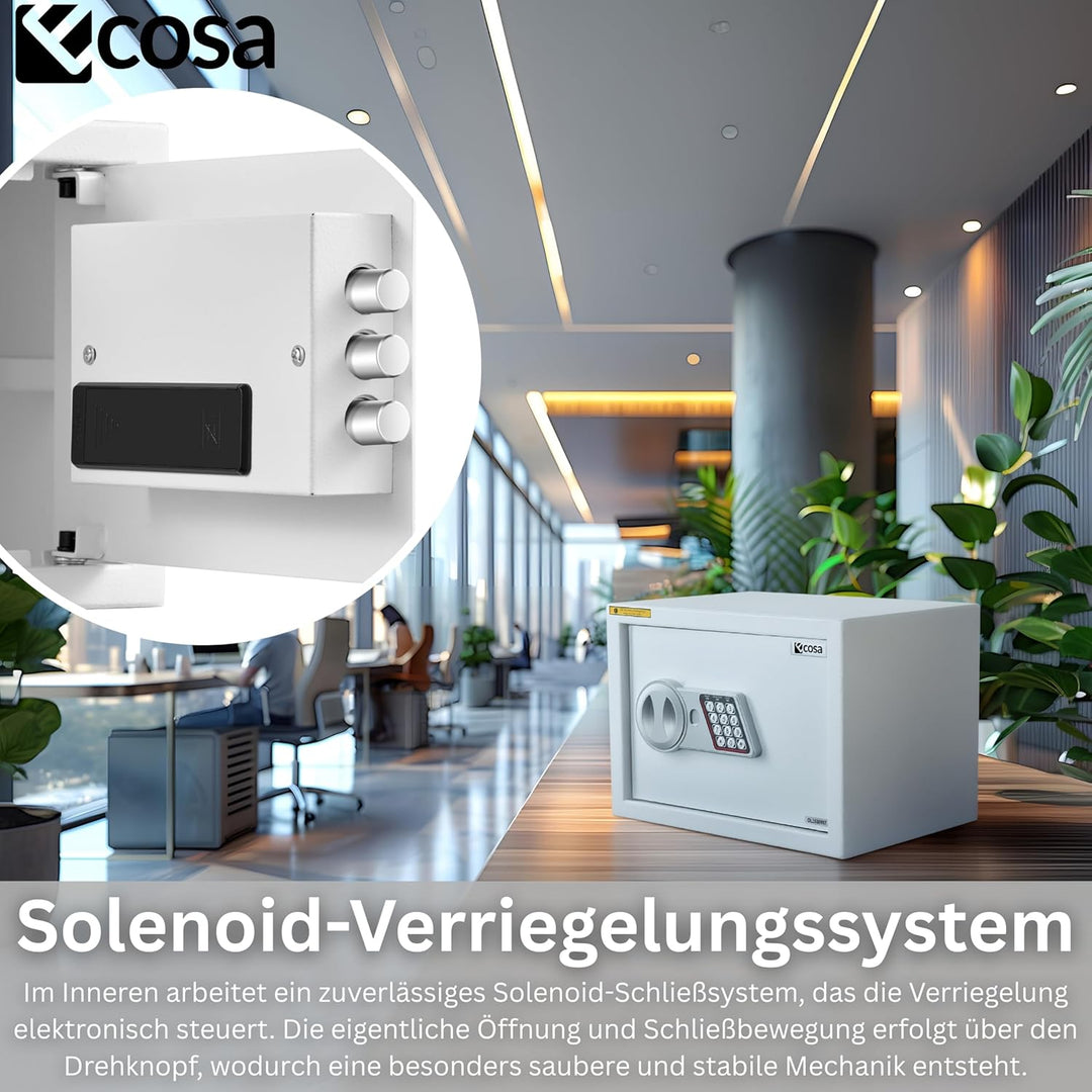 Ecosa ®Elektronischer Tresor Safe 35×25×25cm – Möbeltresor & Wandtresor mit Zahlencode und Schlüssel
