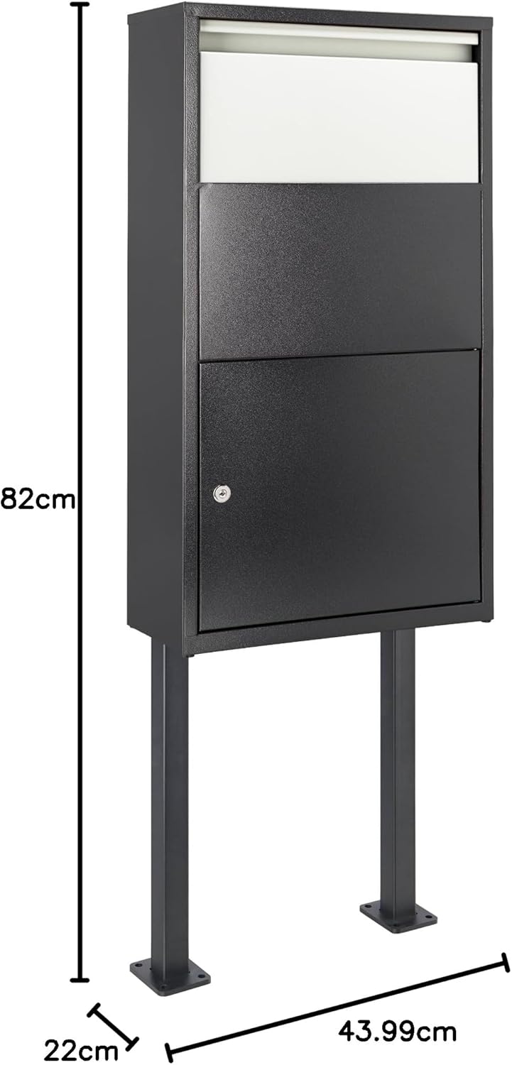 Haussmann Paketbriefkasten Box 390, XXL Breifkasten mit Ständer (Box + Ständer), Box + Ständer