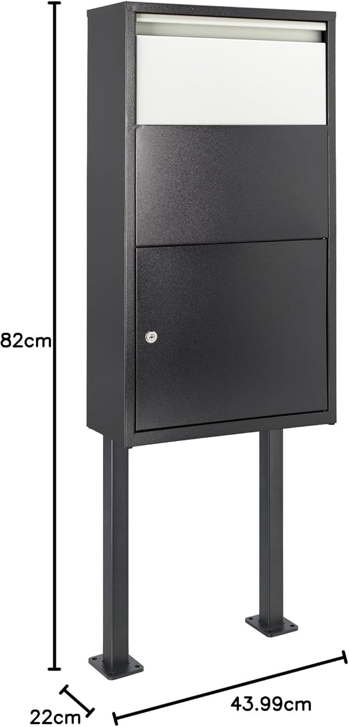 Haussmann Paketbriefkasten Box 390, XXL Breifkasten mit Ständer (Box + Ständer), Box + Ständer