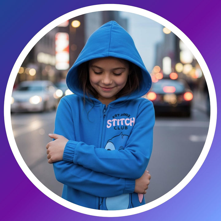 Disney Stitch Mädchen Kapuzenpullover, Pullover mit Reissverschluss, Geschenk für Mädchen, Grössen 3