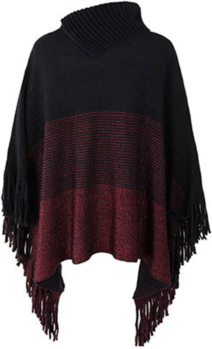 Damen Poncho mit knöpfen Schal Cashmere Feeling Strick Decke Cape Cardigan für Frauen Retro Cardigan