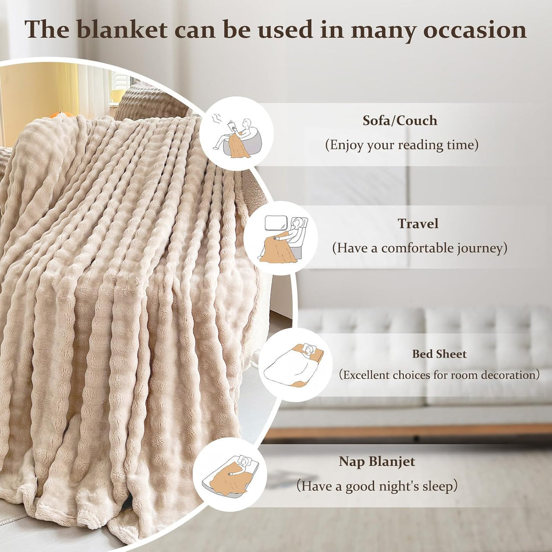 Kuscheldecke Milchsamt Blasen Decke Super Soft Wohndecke Dick 450 G/M² Flanell Decke Couchdecke Warm
