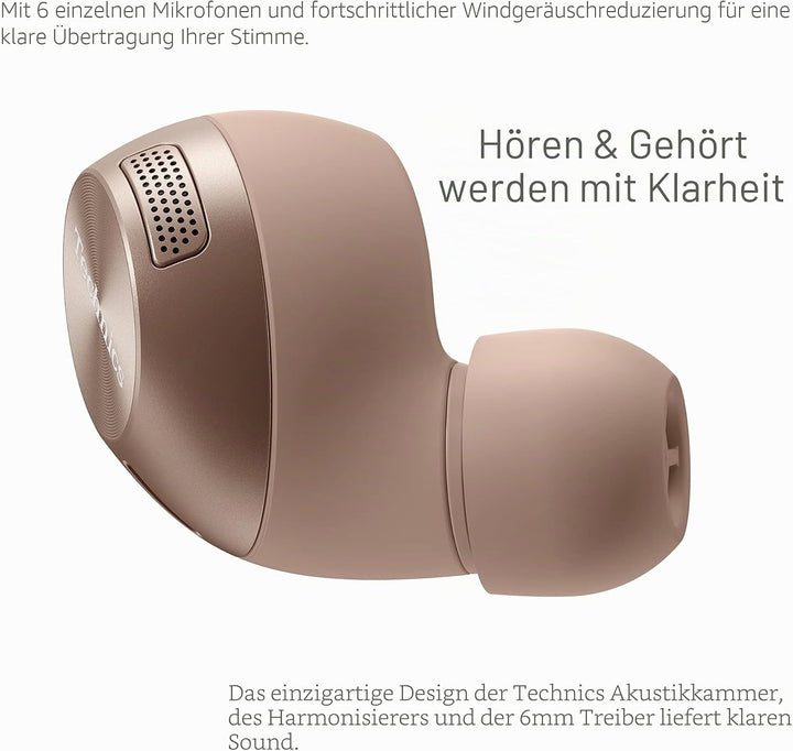 Technics EAH-AZ40E-N In-ear Kopfhörer Bluetooth, bequemer Kopfhörer mit integriertem Mikrofon, anpas