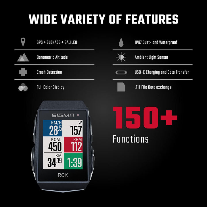 SIGMA ROX 11.1 EVO | Fahrradcomputer kabellos GPS & Navigation inkl. Geschwindigkeits-, Herz- und Tr
