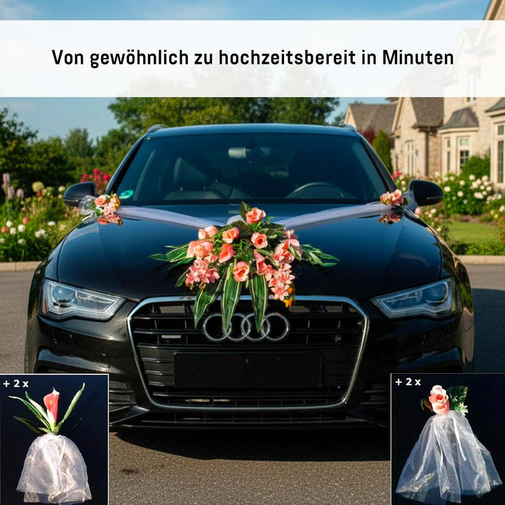 Spitze STRAUss Auto Schmuck Braut Paar Rose Deko Dekoration Autoschmuck Hochzeit Car Auto Wedding De