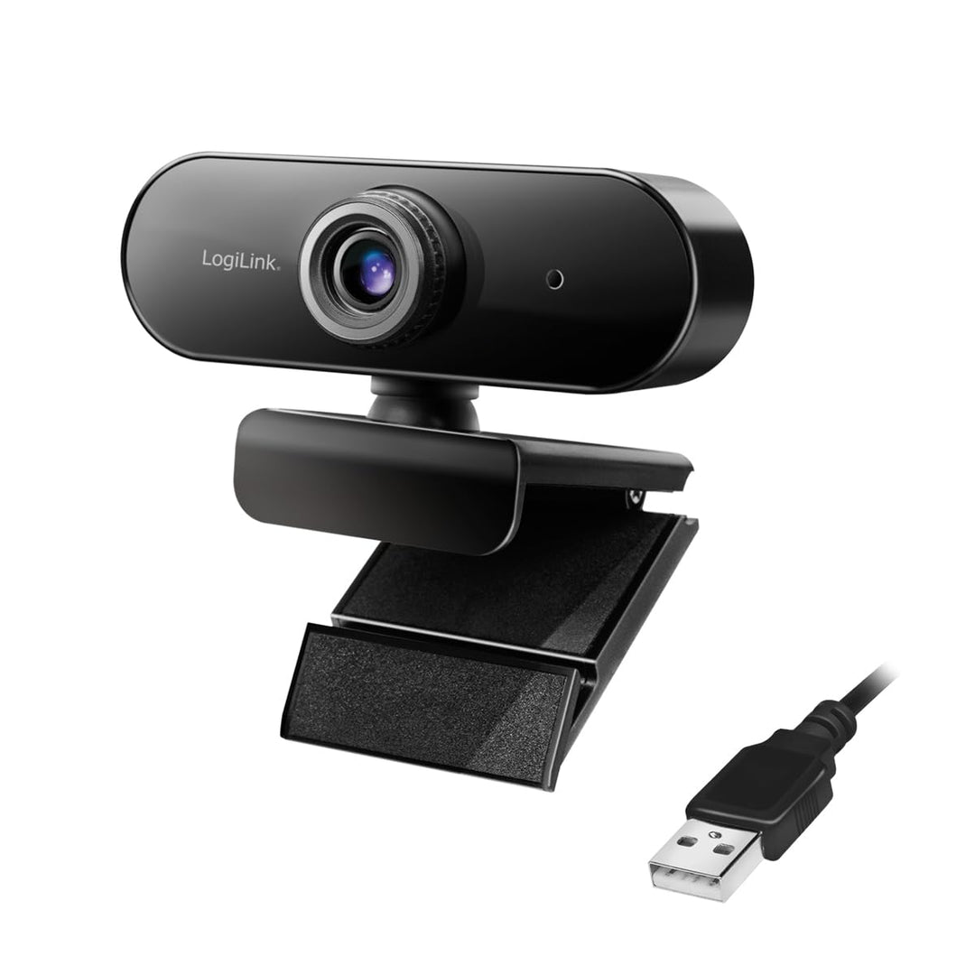 LogiLink UA0371 - Pro Full-HD-USB-Webcam mit Mikrofon für gestochen scharfe Videogespräche über Skyp