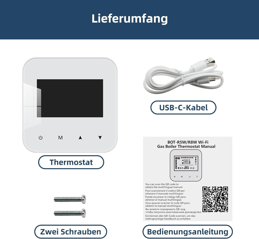 Beok WiFi Thermostat Für Gaskessel, Tuya Smart Raumthermostat Thermostate Heizung Digital LCD-Anzeig