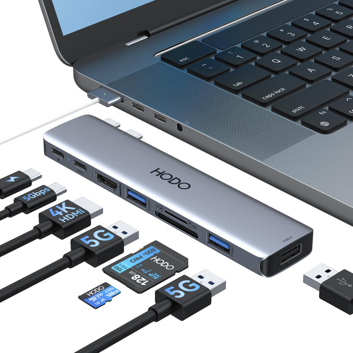 HODO USB C Adapter für MacBook Pro Air, MacBook Hub 8 in 2, MacBook Zubehör mit 4K HDMI,Thunderbolt
