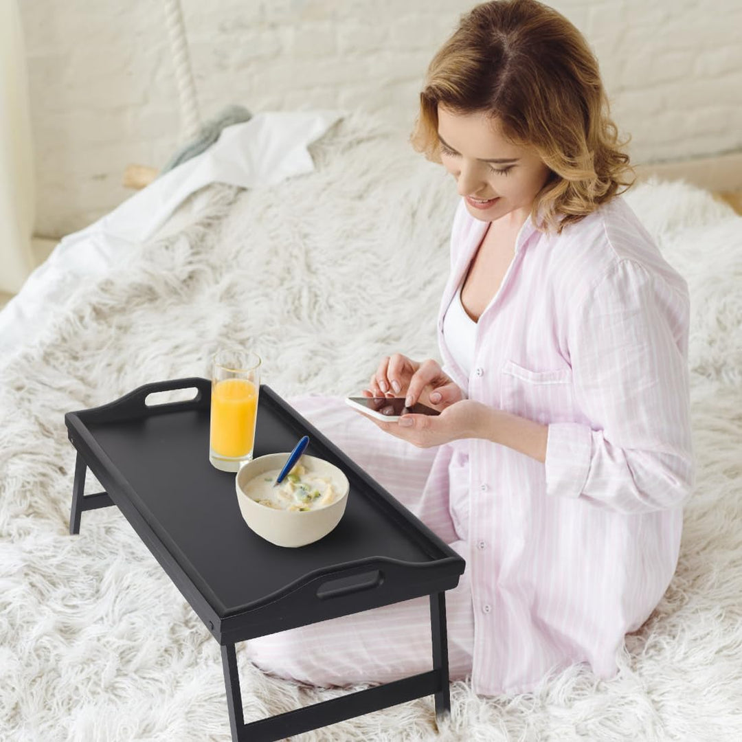 Betttablett Tisch klappbar Beine Frühstücksessen Tablett Bambus tragbar Knietisch Holz Servieren Abe