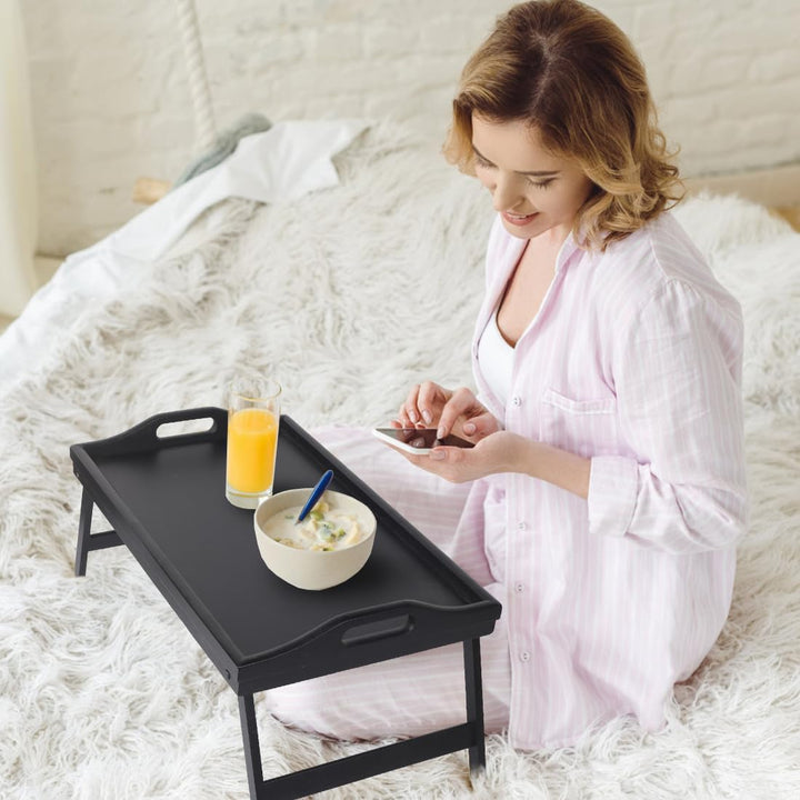 Betttablett Tisch klappbar Beine Frühstücksessen Tablett Bambus tragbar Knietisch Holz Servieren Abe