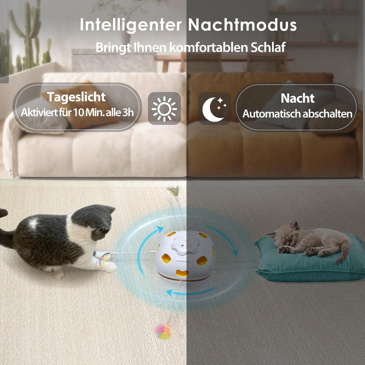 GoldenSun Katzenspielzeug, Aufladbares Interaktives 4-in-1 Katzen Zubehör im Innenbereich, Kitten Sp