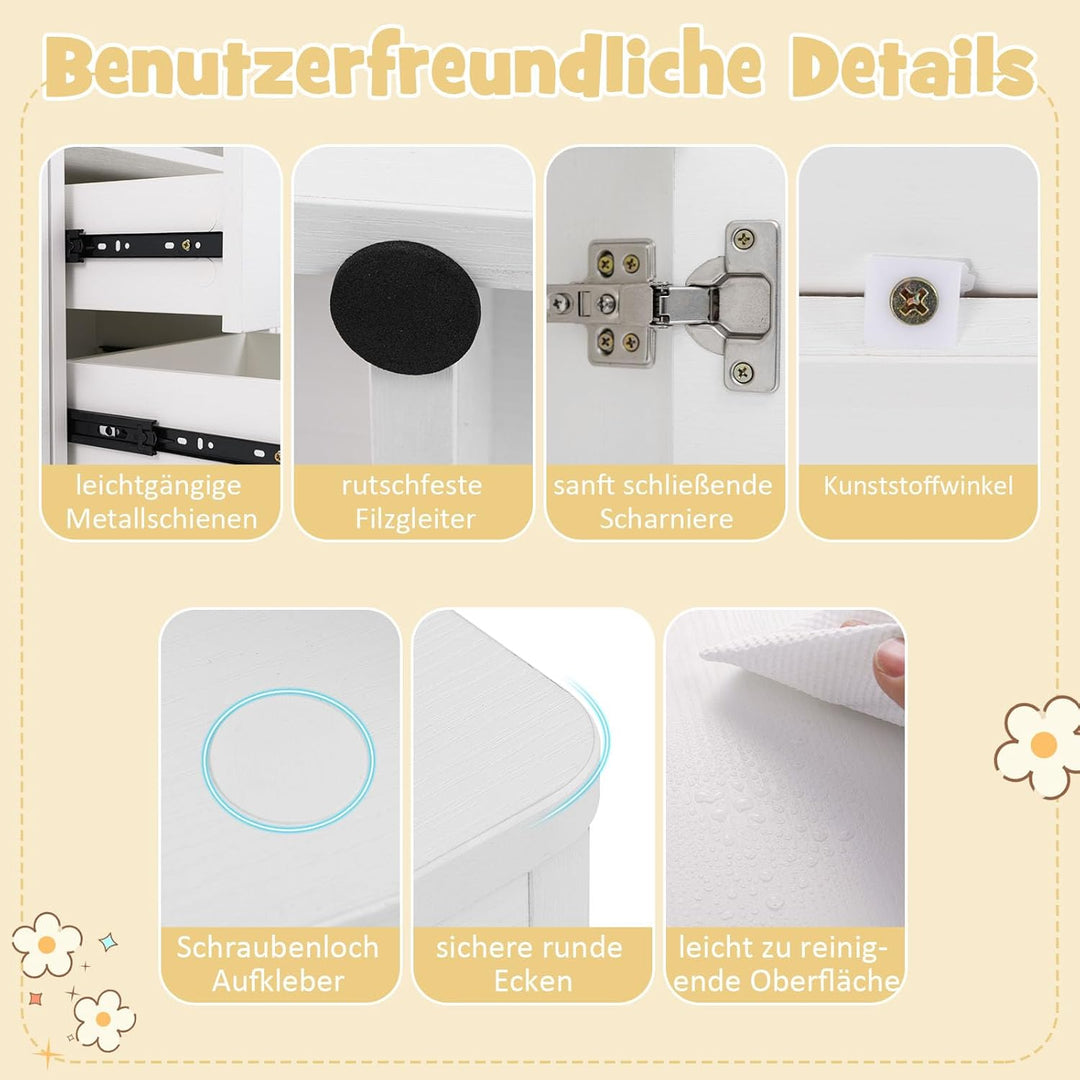 DREAMADE Kinderregal, Spielzeugschrank mit 3 Schubladen, Kinderzimmer Aufbewahrung Spielzeug Organiz
