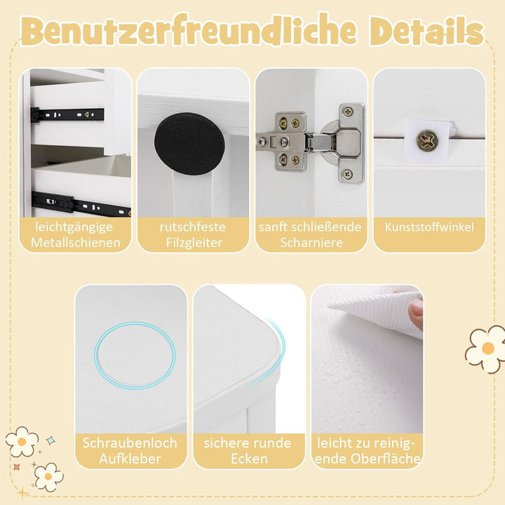 DREAMADE Kinderregal, Spielzeugschrank mit 3 Schubladen, Kinderzimmer Aufbewahrung Spielzeug Organiz