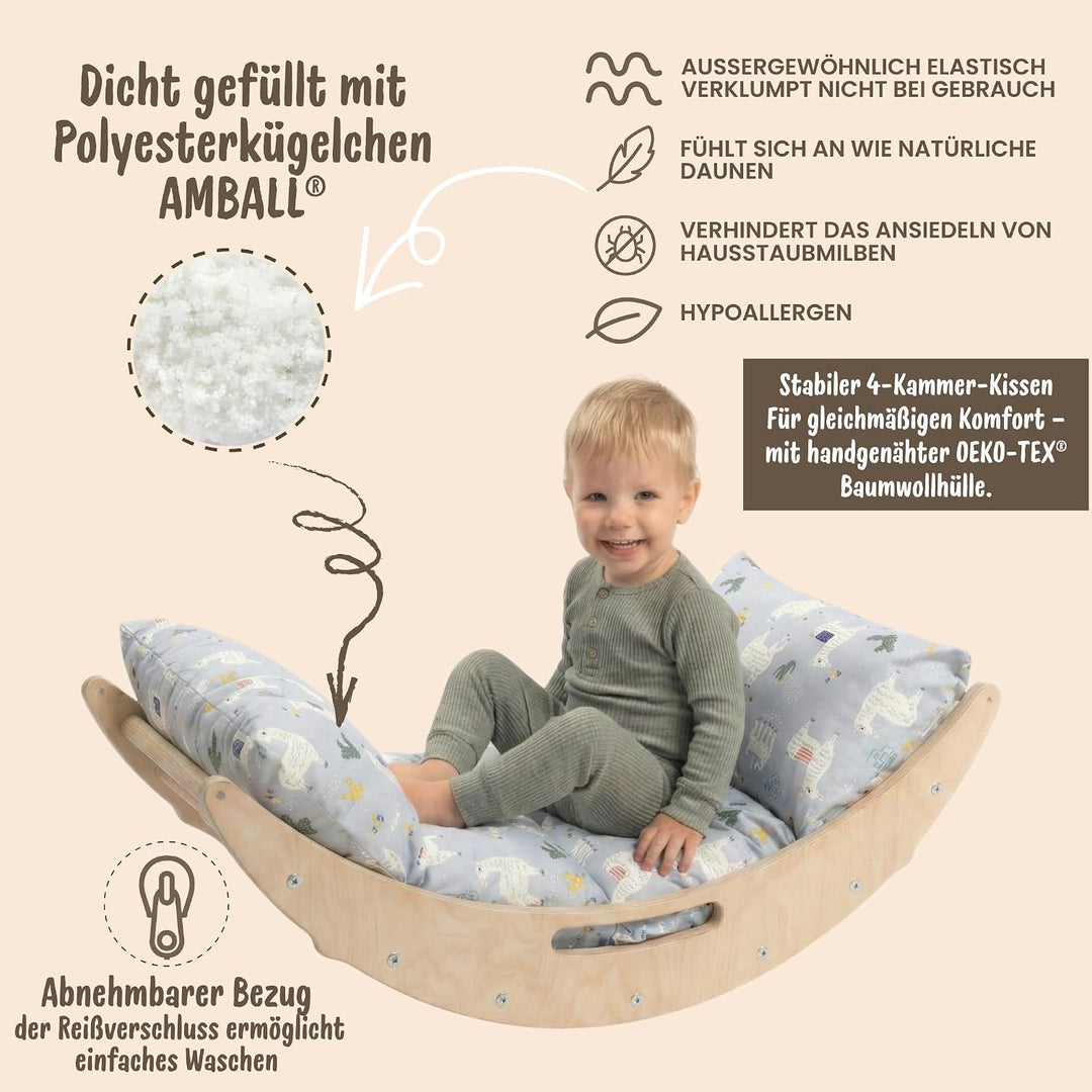 WoodsCraft 5in1 Set: Kletterbogen mit Kissen, Kletterdreieck, Rutsche/Rampe | Midi Set mit hypoaller