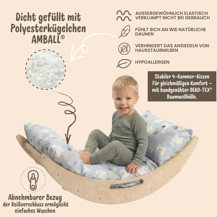 WoodsCraft 5in1 Set: Kletterbogen mit Kissen, Kletterdreieck, Rutsche/Rampe | Midi Set mit hypoaller