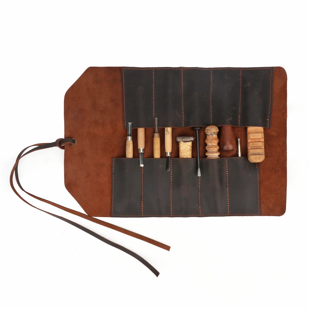Tourbn Tourbon T-OT745LE Leder-Werkzeugtasche, 10 Taschen, für Holzbearbeitung, Schnitzerei, DIY, Ha