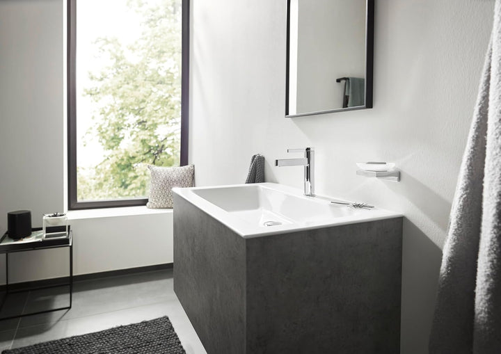 hansgrohe Waschtischarmatur Finoris, Wasserhahn Bad mit Auslauf Höhe 110 mm, mit Push-Open Ablaufgar