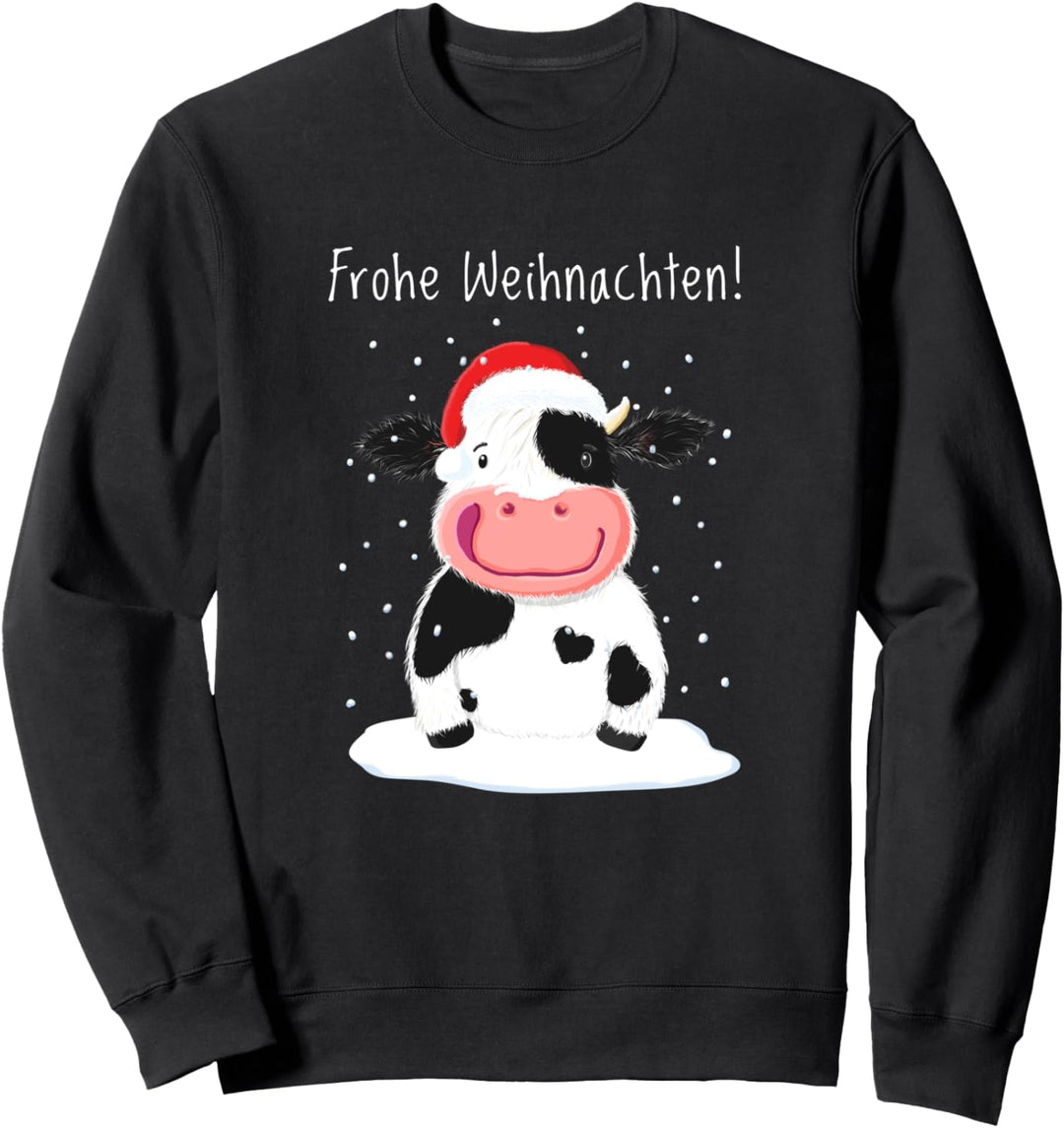Eine glückliche Holstein-Kuh wünscht Ihnen frohe Weihnachten Sweatshirt
